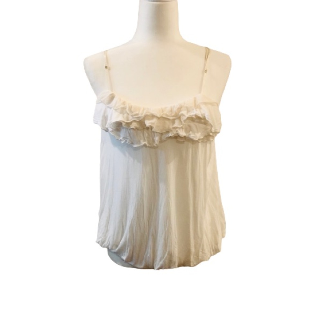 Twentyone Womens Coquette Trimmed Ruffled Adjustable Tank Top Size L Soft